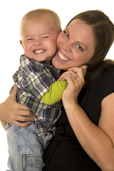 Kleiner Junge mit schwangerer Mutter — Stockfoto