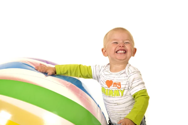 Young boy with big ball — Stock Photo, Image