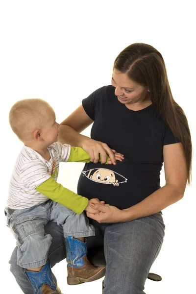 Little boy with pregnant mother — Stock Photo, Image