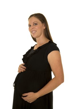 Genç mutlu hamile kadın.