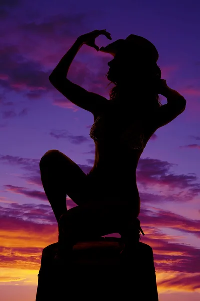 Silhouette von schönen Cowgirl — Stockfoto