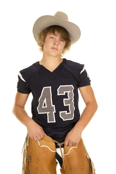 Jogador de futebol em chapéu de cowboy — Fotografia de Stock