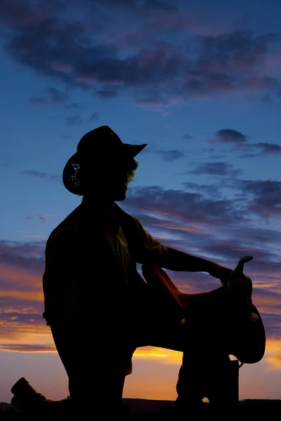 Silhouet van cowboy man — Stockfoto