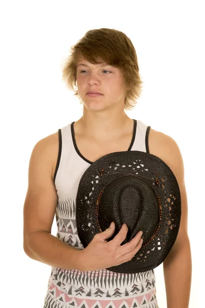 Mladý kovboj muž s kloboukem — Stock fotografie