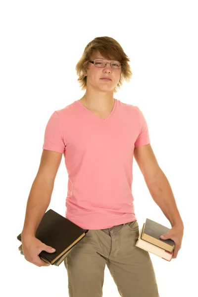 Jovem estudante com livros — Fotografia de Stock