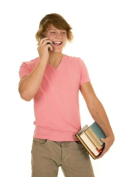 Jonge student praten over telefoon — Stockfoto