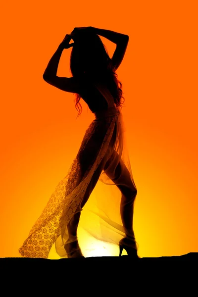 Silhouette of sexy beautiful woman — Stock Photo, Image