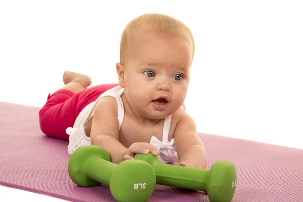 Bebê com pesos fitness — Fotografia de Stock