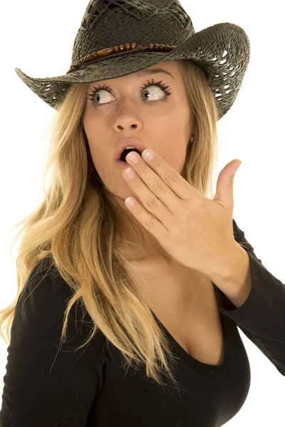 Abbastanza scioccato cowgirl donna — Foto Stock