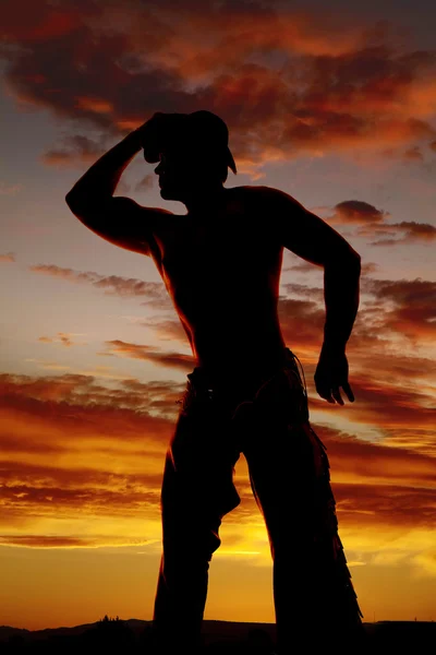 Silhouet van cowboy man — Stockfoto