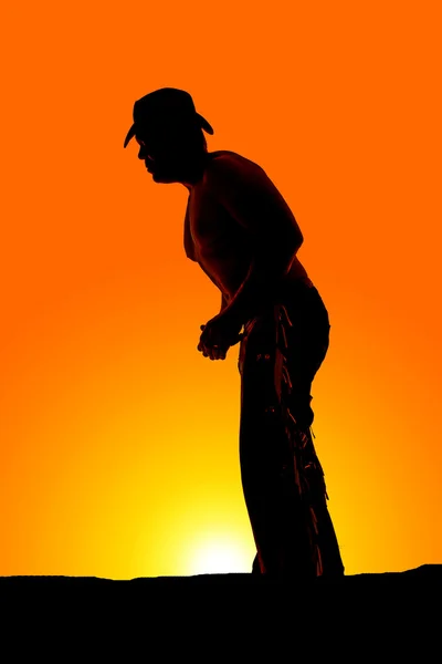 Silhouette dell'uomo cowboy — Foto Stock