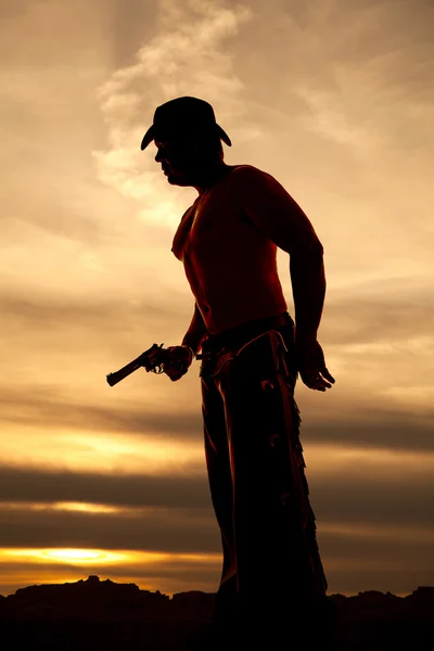 Silhouette dell'uomo cowboy — Foto Stock