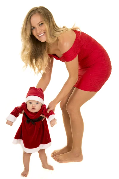 Šťastná žena s santa baby — Stock fotografie