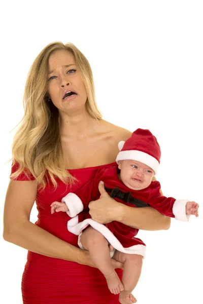 Sad woman with Santa child — Stock Photo, Image