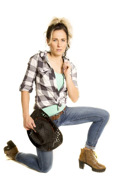 Bella donna cowgirl — Foto Stock