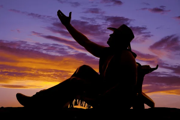 Silhouette of cowboy man — Stock Photo, Image