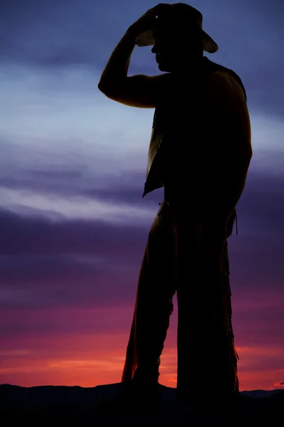 Silhouette of cowboy man — Stock Photo, Image