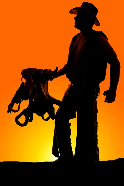 Silhouette dell'uomo cowboy — Foto Stock