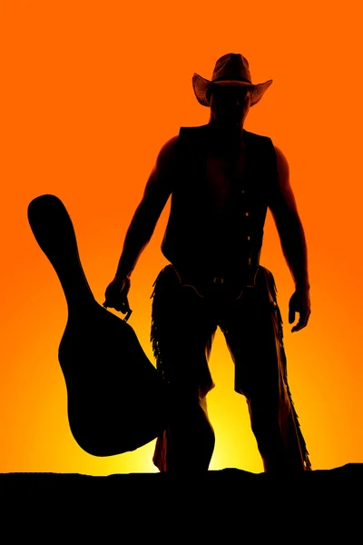 Silhouette dell'uomo cowboy — Foto Stock