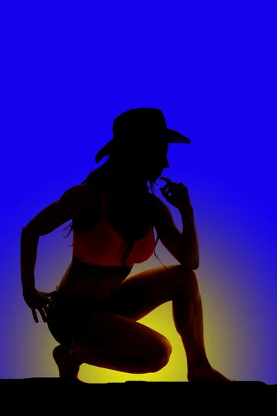 Silhouette der schönen Cowgirl-Frau — Stockfoto