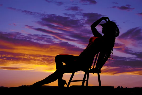 Silhouet van sexy cowgirl vrouw — Stockfoto