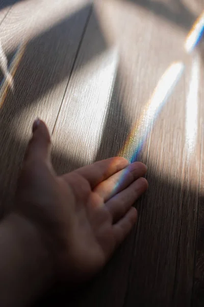 Kleuren Van Het Leven Regenboog Handen Van Vrouw Pak Een — Stockfoto