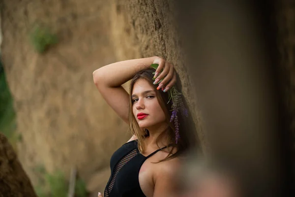 Alegre Joven Pasar Buen Rato Playa Retrato Belleza Linda Chica — Foto de Stock