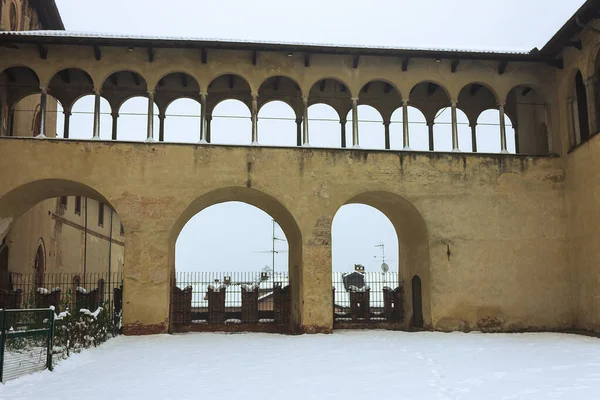 Walk Historic Center Vigevano Views Piazza Ducale Sforzesco Castle Vigevano — Stock Photo, Image