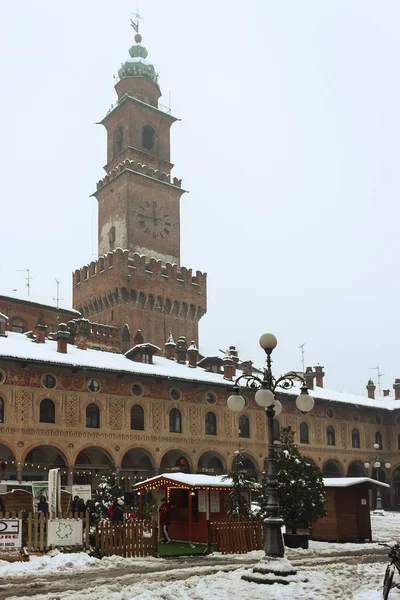 Spaziergang Historischen Zentrum Von Vigevano Mit Blick Auf Die Piazza — Stockfoto