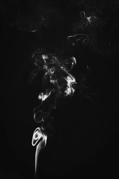 Sentier Fumée Sur Papier Noir — Photo