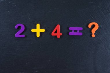 Kara tahtadaki rakamlar, çocuklar için matematik görevi, ekleme. Okul konseptine geri dönelim. Tasarımınız için alanı kopyalayın