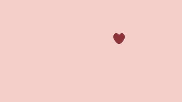 Animation Blinkande Blå Och Röda Hjärtan Rosa Bakgrund Kärlek Och — Stockvideo