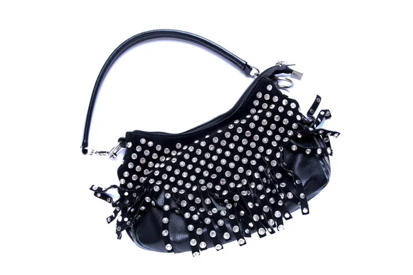 Bolso Negro Aislado Sobre Fondo Blanco Monedero Elegante Negro Femenino — Foto de Stock