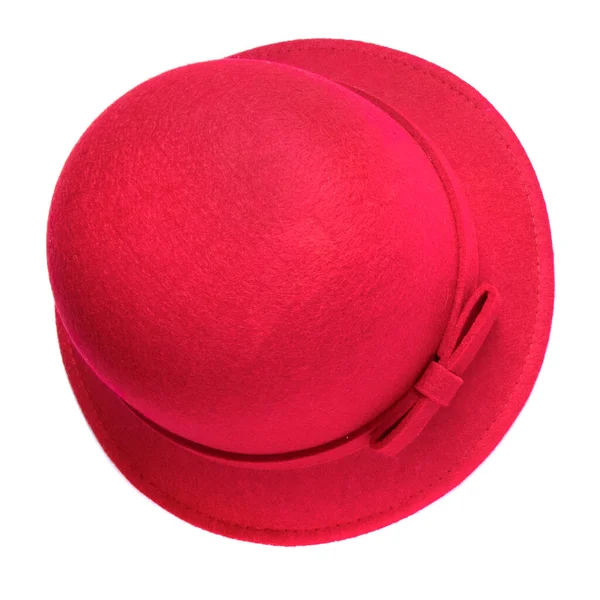 Cappello Donna Rosso Isolato Sfondo Bianco Elegante Berretto Donna — Foto Stock