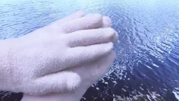 Spa Gel Ενυδατικά Γάντια Μπλε Κύμα Φόντο Φροντίδα Του Δέρματος — Αρχείο Βίντεο