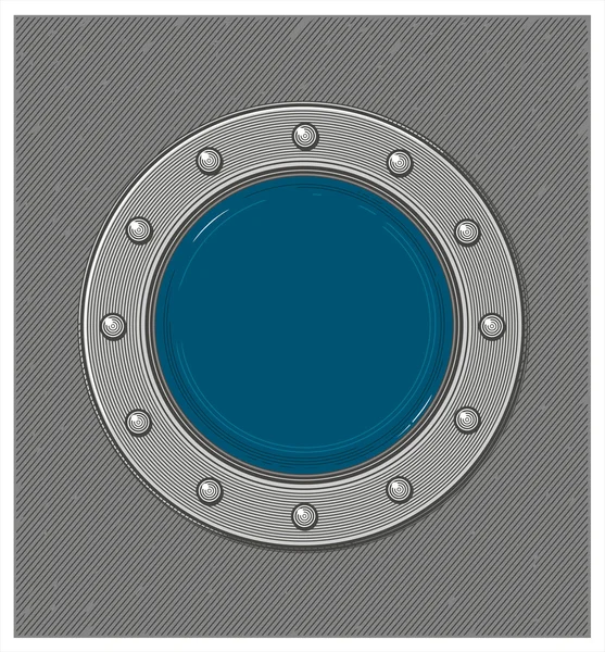 Submarine window or porthole in engraving style — Stock Vector