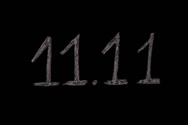 11.11 iscrizione in gesso su fondo nero, vendita, singolo giorno — Foto Stock