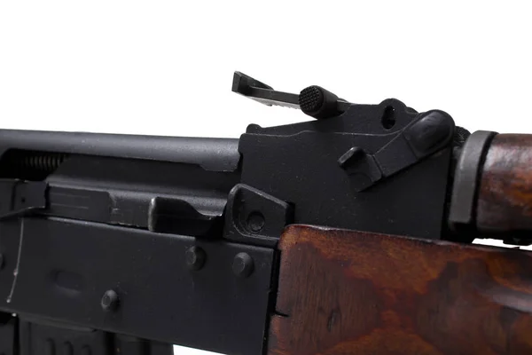 Akm Avtomat Kalashnikova Fuzil Assalto Kalashnikov Branco Detalhes Perto — Fotografia de Stock