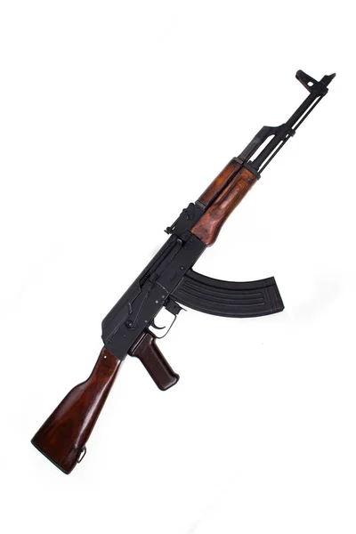 Akm Avtomat Kalashnikova Kalashnikov Angrepp Gevär Vit Bakgrund Isolerad — Stockfoto
