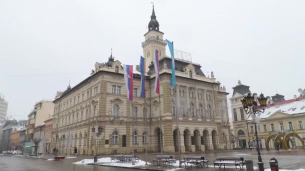 Enero 2021 Novi Sad Serbia Vista Del Ayuntamiento Novi Triste — Vídeo de stock