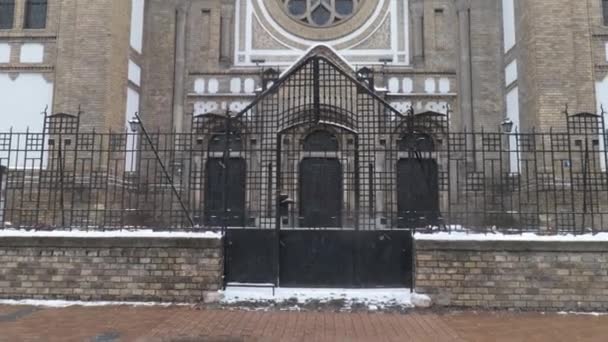 Januari 2021 Novi Sad Servië Uitzicht Ingang Het Oude Synagoge — Stockvideo