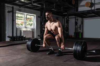 Genç, aktif, terli, güçlü, güçlü, kaslı, halter ağırlıklı, ağırlık kaldıran, ağırlık kaldıran, spor salonunda ağırlık kaldırma egzersizi yapan, spor salonunda egzersiz yapan, gerçek insanlar.