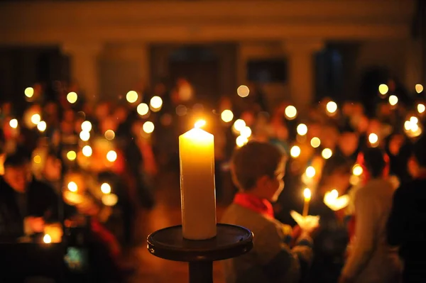 Kaars Kerk Met Kerst Stockfoto