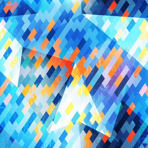 Blauwe geometrische naadloze patroon. — Stockvector