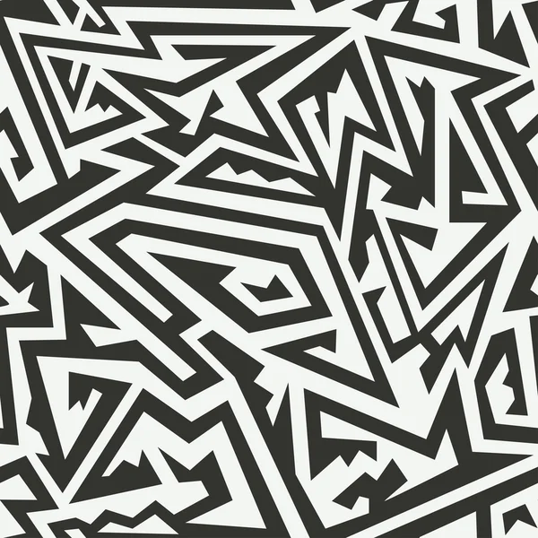 モノクロの迷路のシームレスなパターン — ストックベクタ