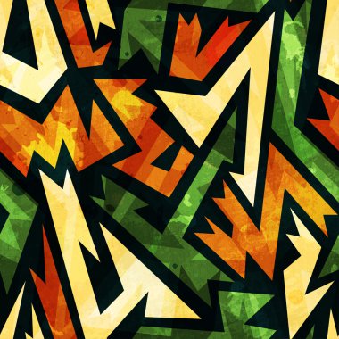 grunge etkisi ile yeşil antik seamless modeli