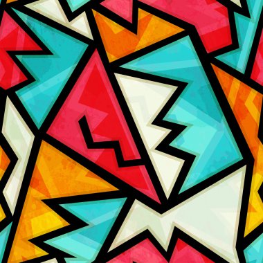 grafiti renkli geometrik seamless modeli grunge etkisi ile