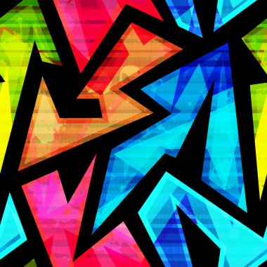 Neon geometrik seamless modeli grunge etkisi ile