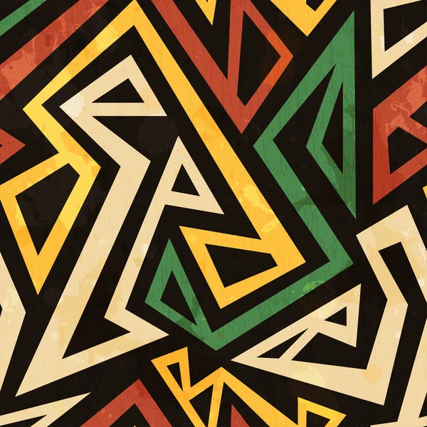 Motif sans couture géométrique africaine avec effet grunge — Image vectorielle