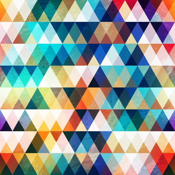 Bright triangle seamless pattern with grunge effect — Stock Vector